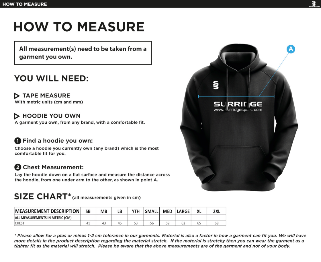 Griff and Coton CC - Blade Hoody - Size Guide