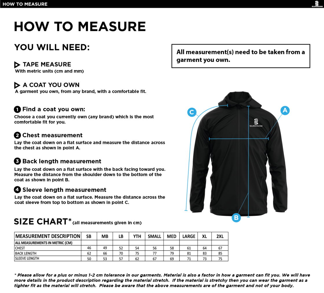 GRIFF AND COTTON Dual Elite 1/4 Zip Hoody / Rain Jacket : Black - Size Guide