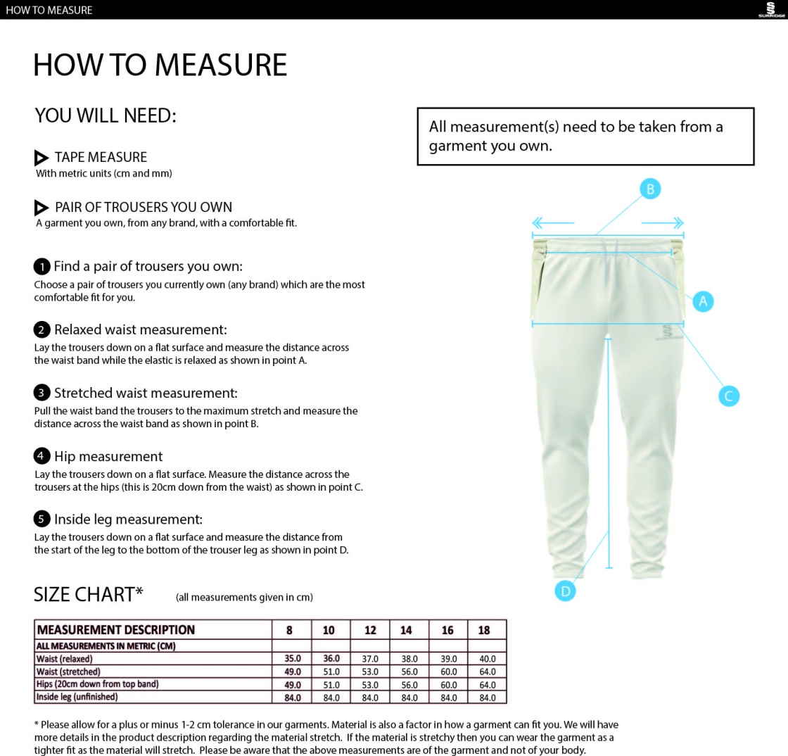 GRIFF AND COTTON Ergo Playing Women`s Pant - Size Guide