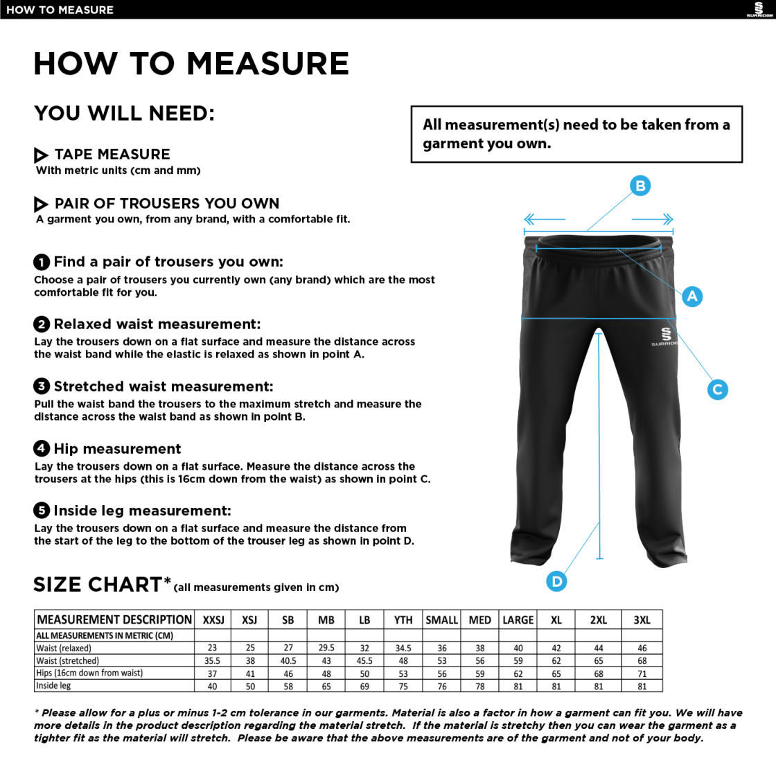 GRIFF AND COTTON Classic Tracksuit Pant With Thigh Length Zip Black Mens - Size Guide