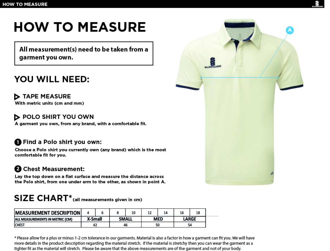 GRIFF AND COTTON Dual Cricket Shirt Short Sleeve Womens - Size Guide