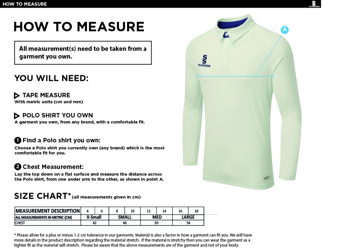 GRIFF AND COTTON DUAL LONG SLEEVE CRICKET SHIRT (WOMENS)-Ivory - Size Guide