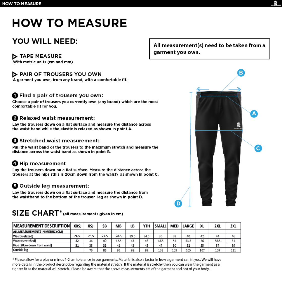 Griff and Coton CC - Tek Skinny Pants - Size Guide