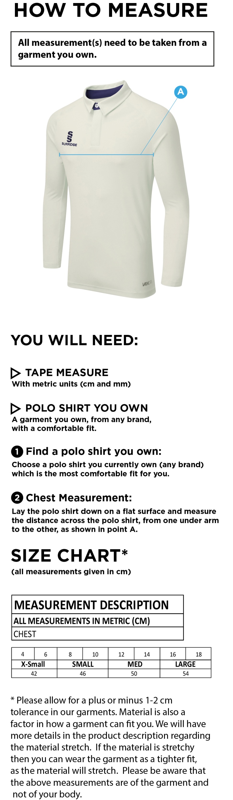 GRIFF AND COTTON DUAL LONG SLEEVE CRICKET SHIRT (WOMENS)-Ivory - Size Guide