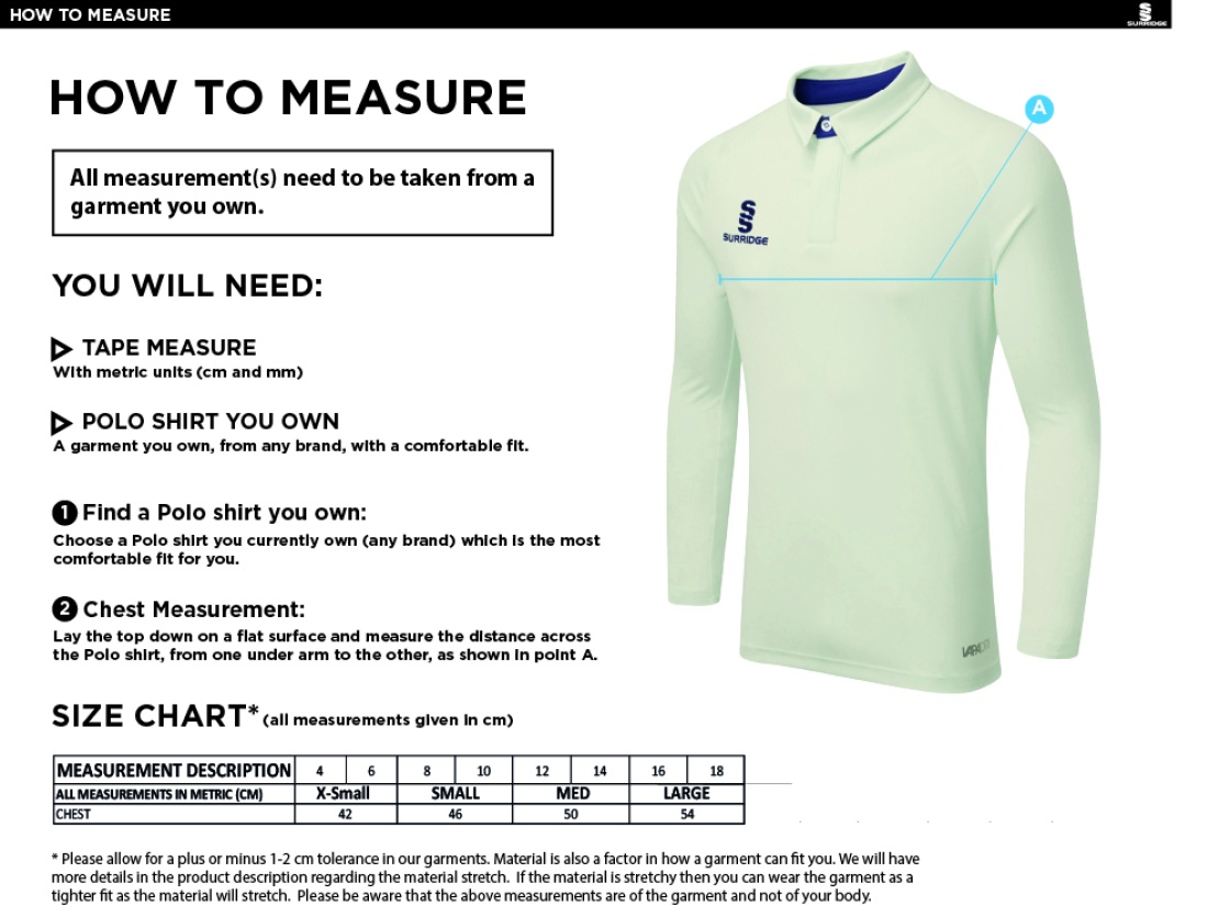 GRIFF AND COTTON DUAL LONG SLEEVE CRICKET SHIRT (WOMENS)-Ivory - Size Guide