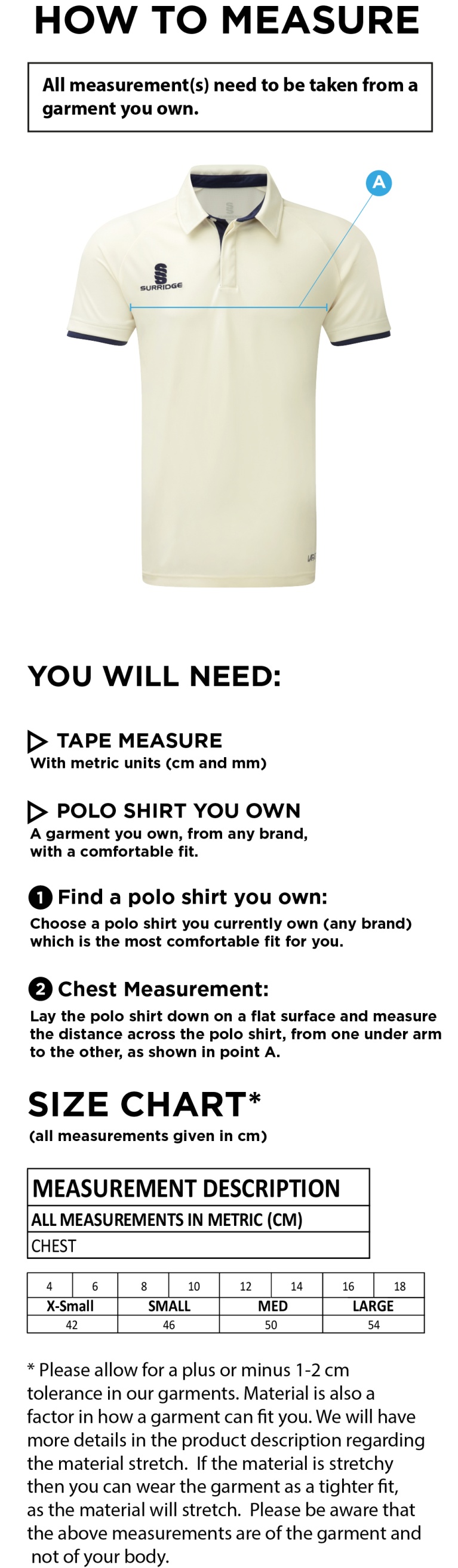 GRIFF AND COTTON Dual Cricket Shirt Short Sleeve Womens - Size Guide